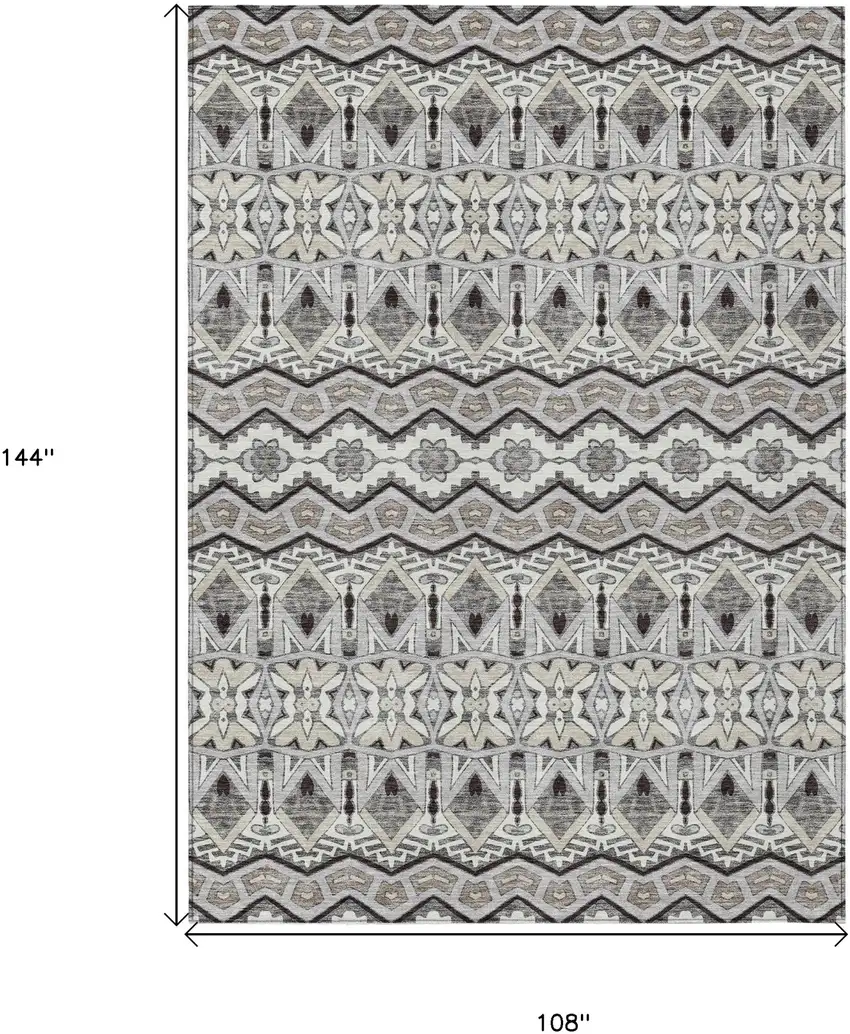 Gray Brown And Ivory Moroccan Washable Indoor Outdoor Area Rug Photo 3