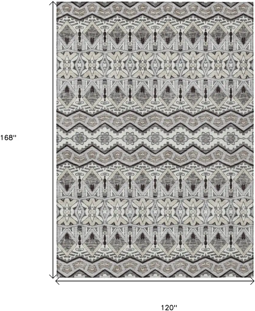 Gray Brown And Ivory Moroccan Washable Indoor Outdoor Area Rug Photo 3