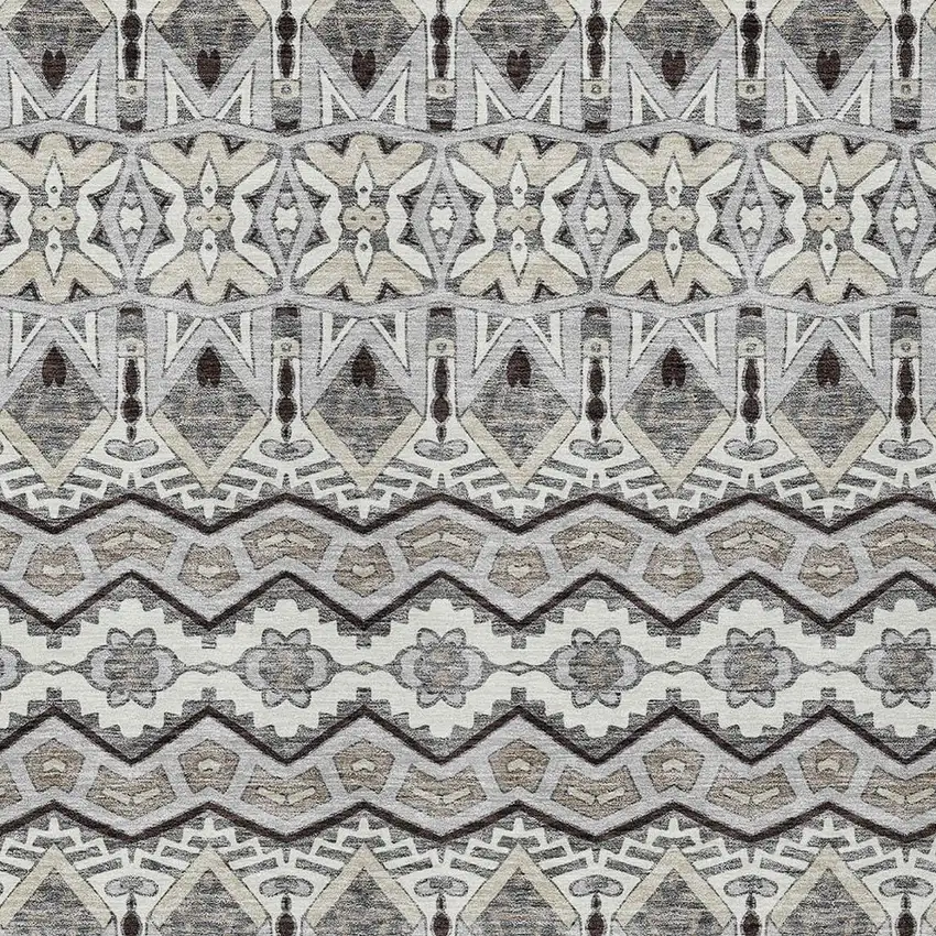 Gray Brown And Ivory Moroccan Washable Indoor Outdoor Area Rug Photo 7
