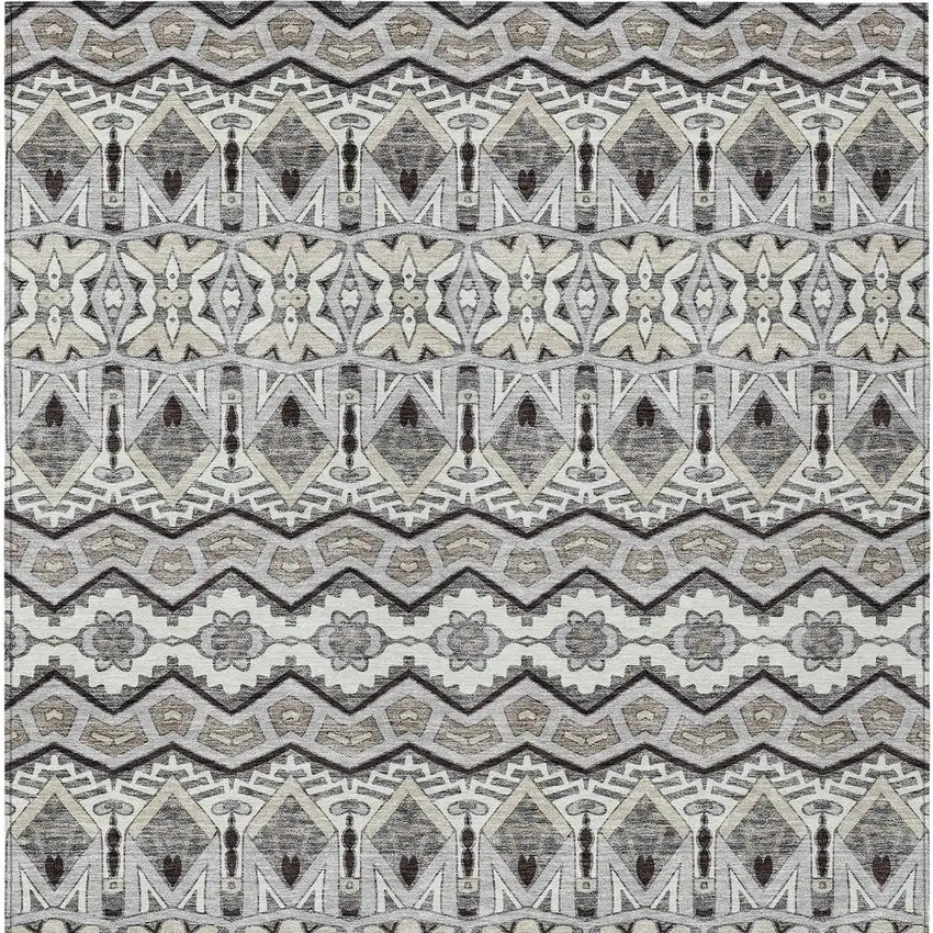 Gray Brown And Ivory Moroccan Washable Indoor Outdoor Area Rug Photo 8