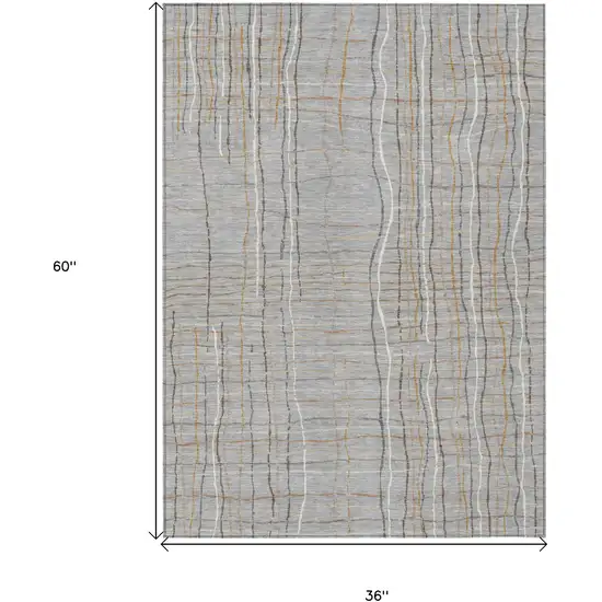 Gray Brown And Ivory Striped Washable Indoor Outdoor Area Rug Photo 3