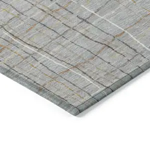 Photo of Gray Brown And Ivory Striped Washable Indoor Outdoor Area Rug