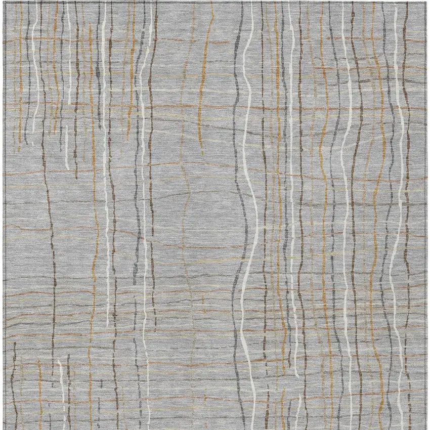 Gray Brown And Ivory Striped Washable Indoor Outdoor Area Rug Photo 6