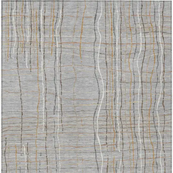 Gray Brown And Ivory Striped Washable Indoor Outdoor Area Rug Photo 6