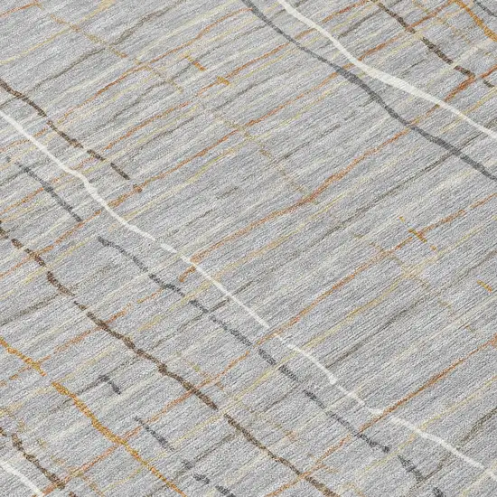 Gray Brown And Ivory Striped Washable Indoor Outdoor Area Rug Photo 5
