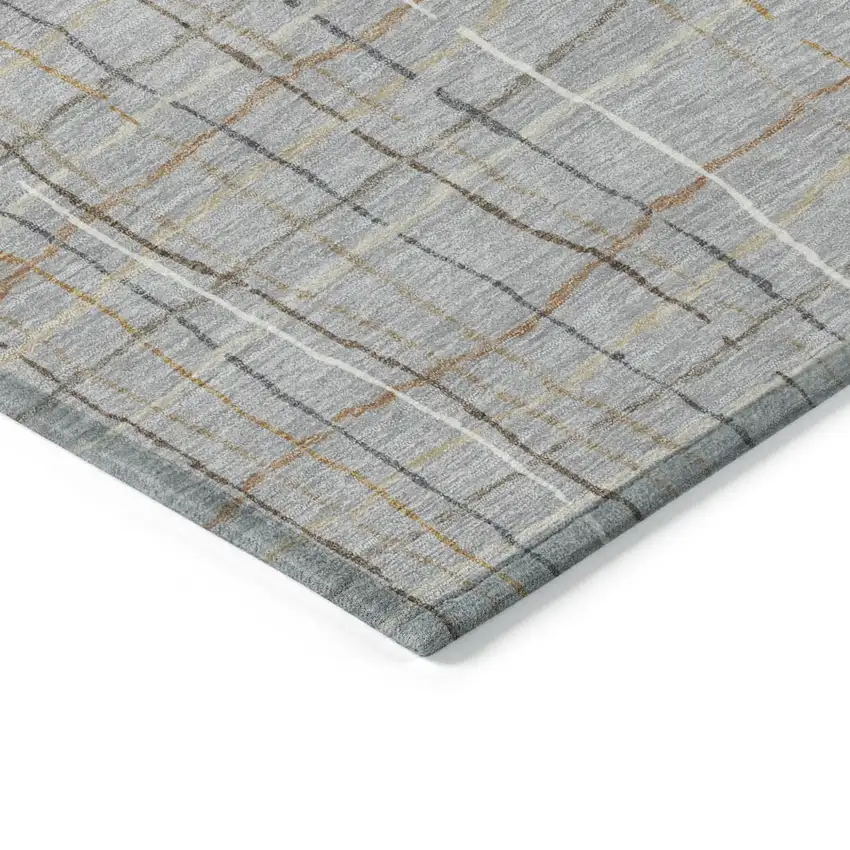 Gray Brown And Ivory Striped Washable Indoor Outdoor Area Rug Photo 4