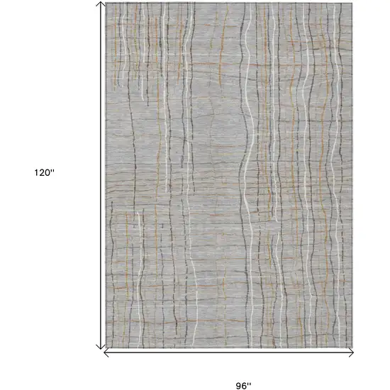 Gray Brown And Ivory Striped Washable Indoor Outdoor Area Rug Photo 3