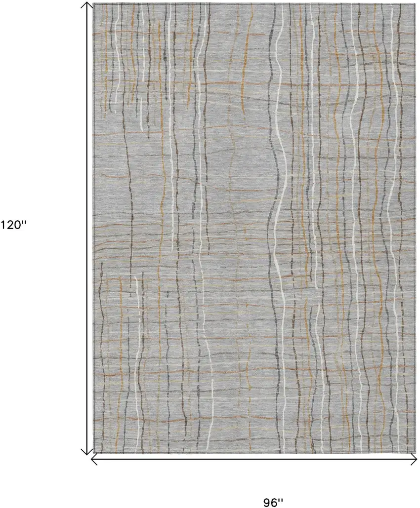 Gray Brown And Ivory Striped Washable Indoor Outdoor Area Rug Photo 3