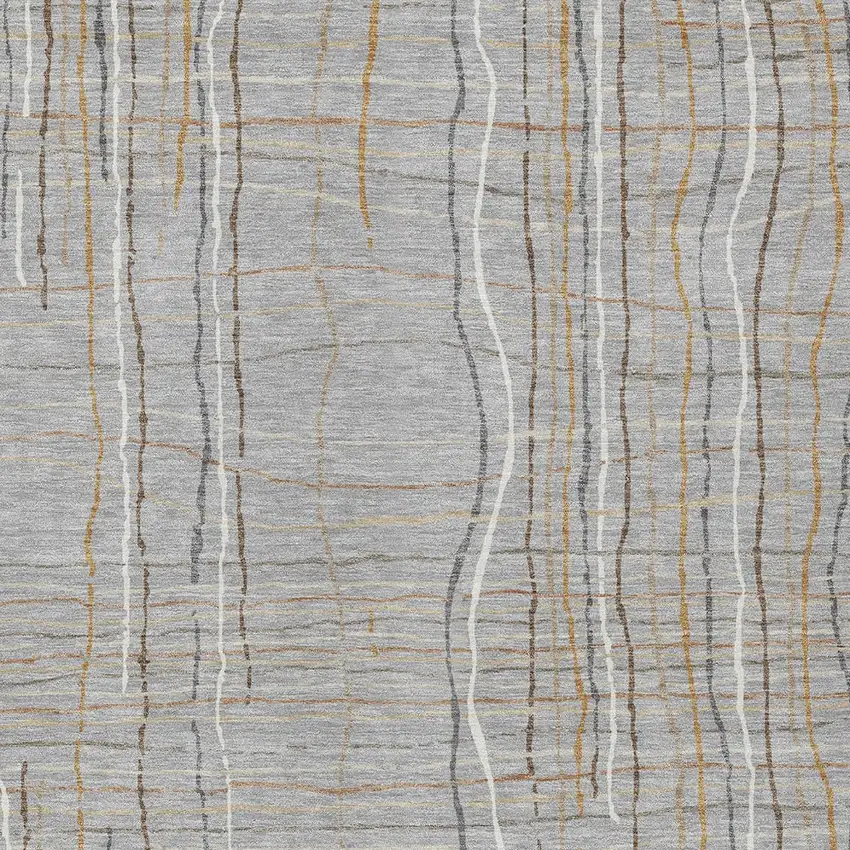 Gray Brown And Ivory Striped Washable Indoor Outdoor Area Rug Photo 6