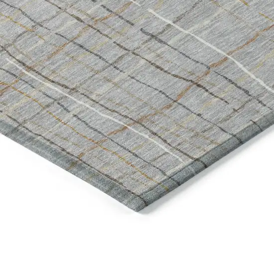 Gray Brown And Ivory Striped Washable Indoor Outdoor Area Rug Photo 4