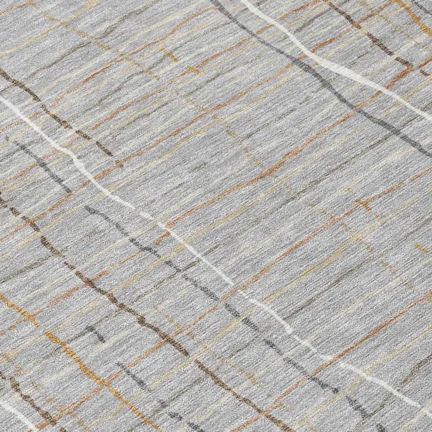Gray Brown And Ivory Striped Washable Indoor Outdoor Area Rug Photo 5