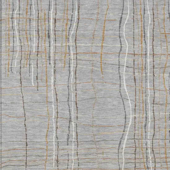 Gray Brown And Ivory Striped Washable Indoor Outdoor Area Rug Photo 6