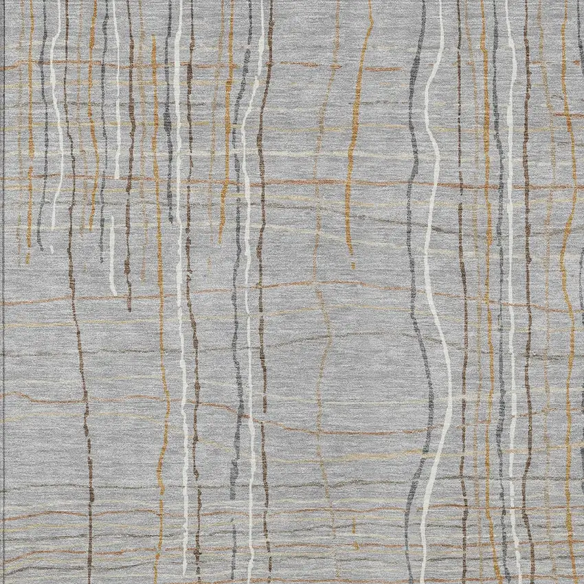 Gray Brown And Ivory Striped Washable Indoor Outdoor Area Rug Photo 6