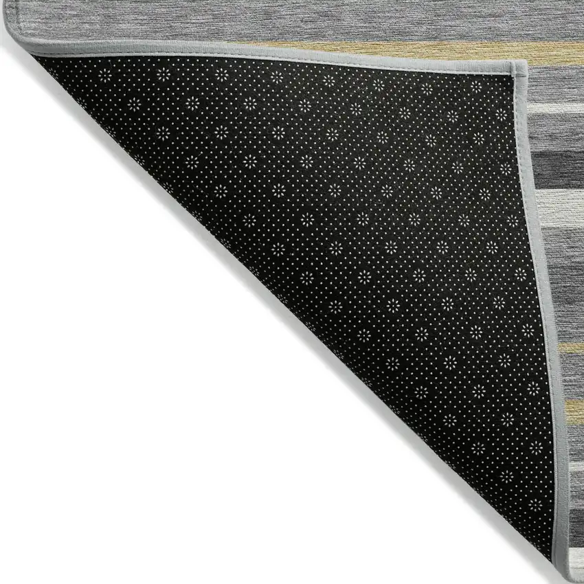Gray Brown And Ivory Striped Washable Indoor Outdoor Area Rug Photo 4