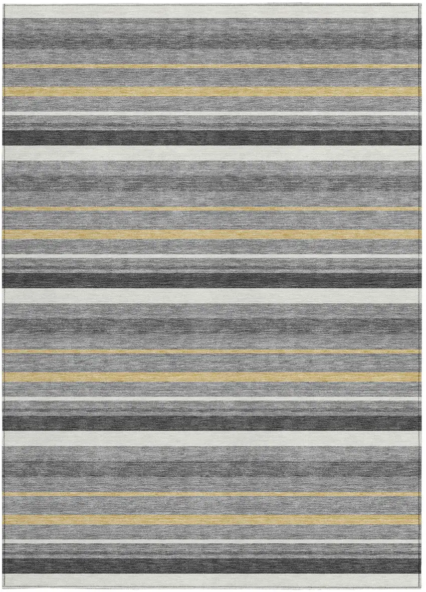 Gray Brown And Ivory Striped Washable Indoor Outdoor Area Rug Photo 7