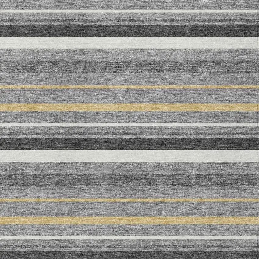Gray Brown And Ivory Striped Washable Indoor Outdoor Area Rug Photo 6