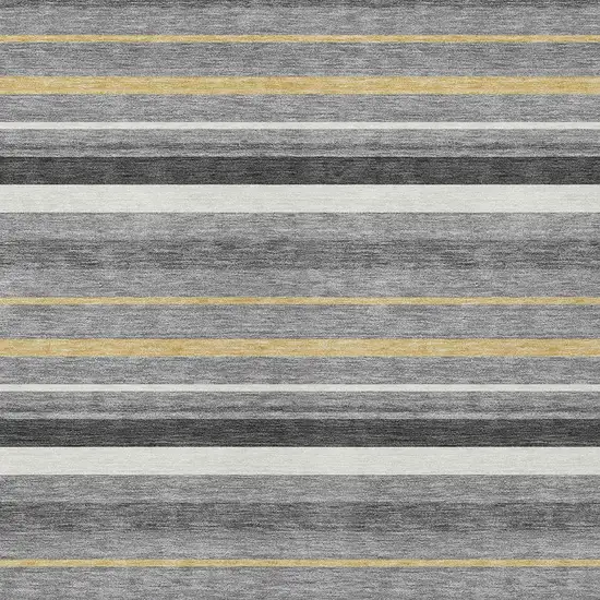 Gray Brown And Ivory Striped Washable Indoor Outdoor Area Rug Photo 6