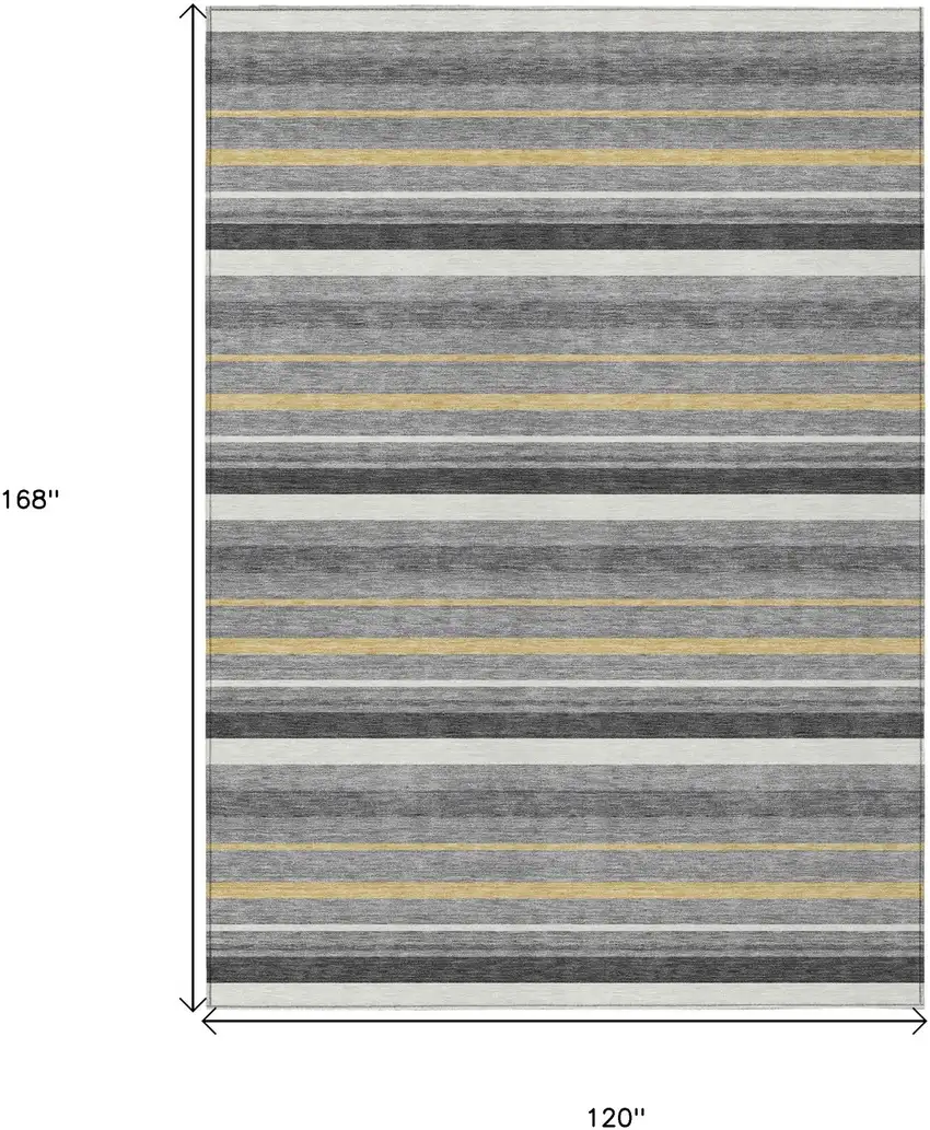 Gray Brown And Ivory Striped Washable Indoor Outdoor Area Rug Photo 3