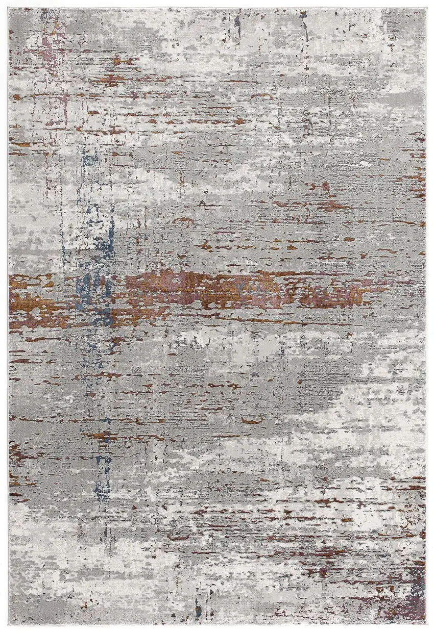 Gray Brown And Red Abstract Area Rug Photo 1
