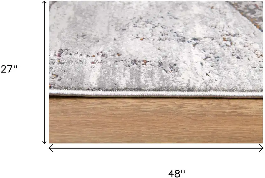 Gray Brown And Red Abstract Area Rug Photo 7