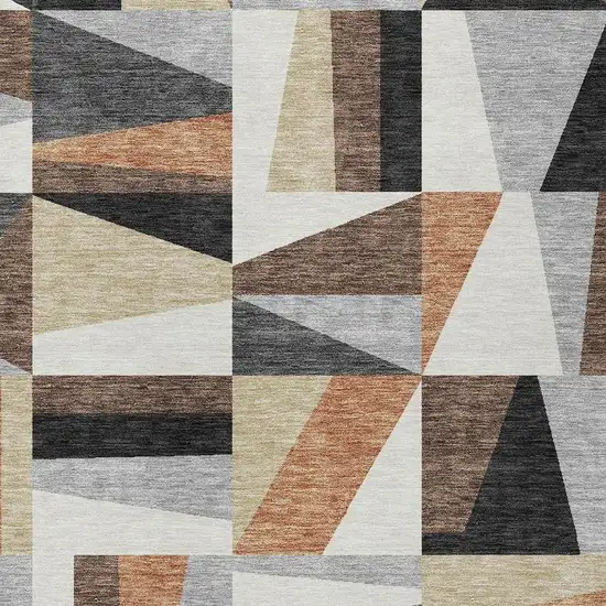 Gray Brown And White Geometric Washable Indoor Outdoor Area Rug Photo 4