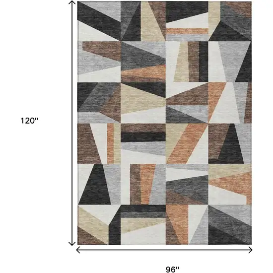 Gray Brown And White Geometric Washable Indoor Outdoor Area Rug Photo 9