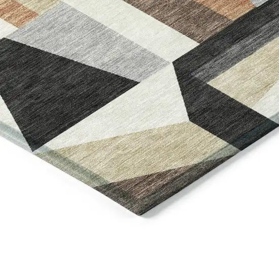 Gray Brown And White Geometric Washable Indoor Outdoor Area Rug Photo 6