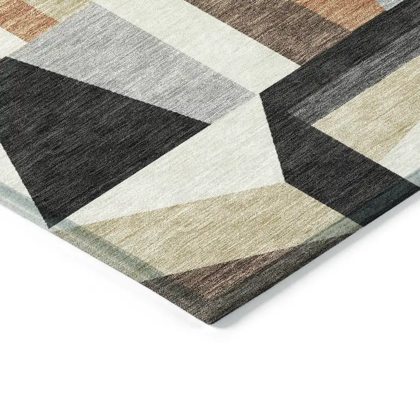 Gray Brown And White Geometric Washable Indoor Outdoor Area Rug Photo 6