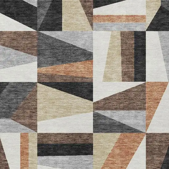 Gray Brown And White Geometric Washable Indoor Outdoor Area Rug Photo 4