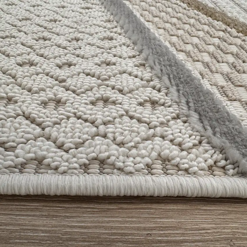 Gray Brown and Beige Abstract Area Rug Photo 6