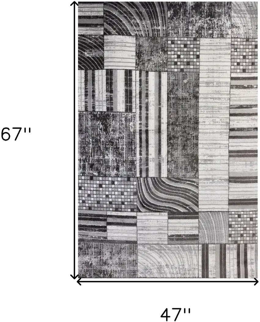 Gray Brown and Beige Abstract Area Rug Photo 6