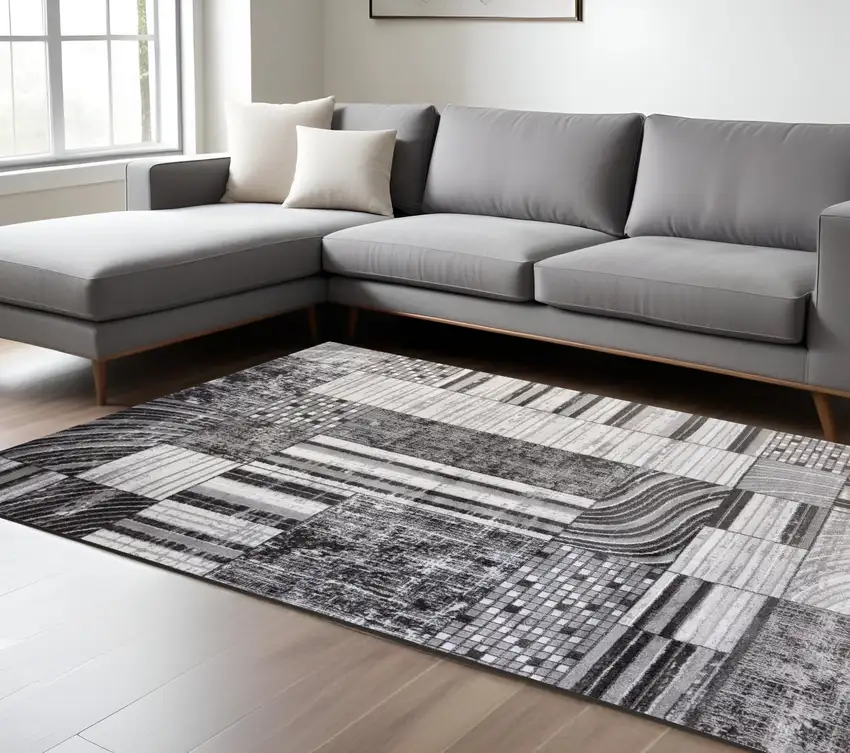 Gray Brown and Beige Abstract Area Rug Photo 1