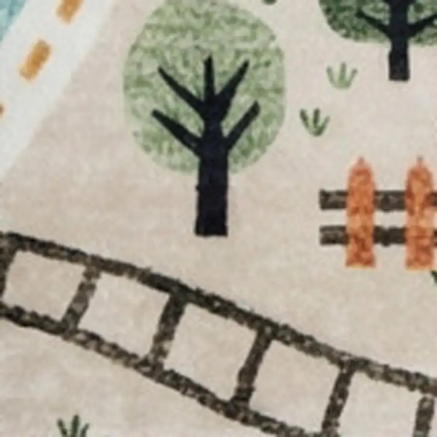 Gray Brown and Blue Juvenile Transportation Youthful Area Rug Photo 3