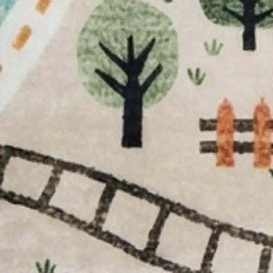 Gray Brown and Blue Juvenile Transportation Youthful Area Rug Photo 3