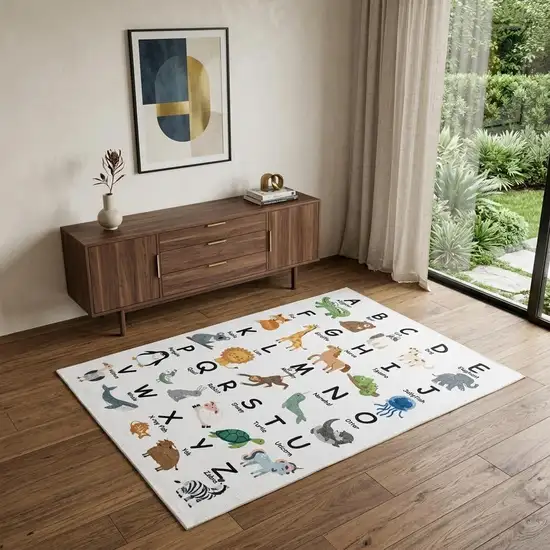 Gray Brown and Green Juvenile Alphabet Youthful Area Rug Photo 1