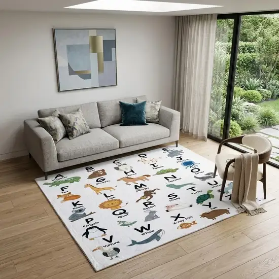 Gray Brown and Green Juvenile Alphabet Youthful Area Rug Photo 1