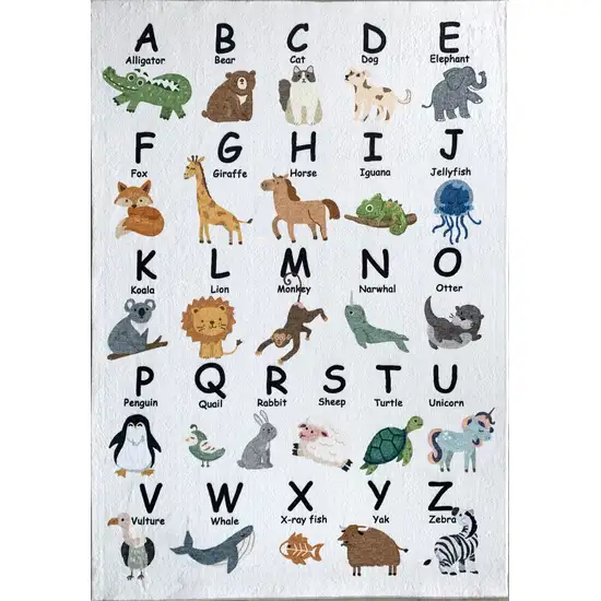 Gray Brown and Green Juvenile Alphabet Youthful Area Rug Photo 2