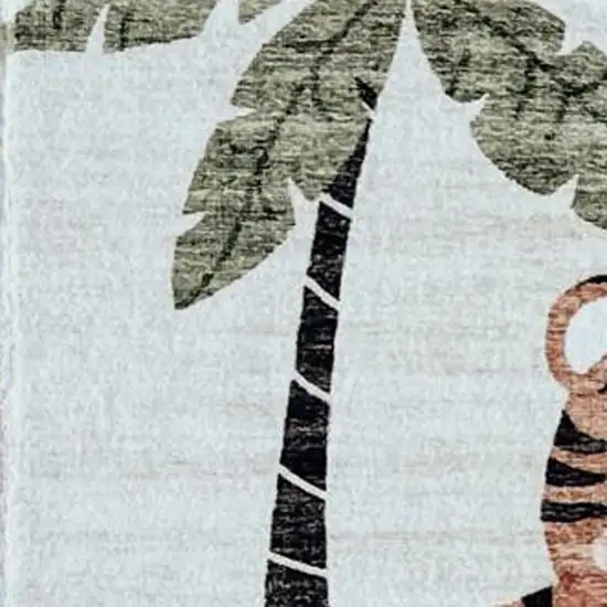 Gray Brown and Green Juvenile Zoo Animals Youthful Area Rug Photo 3