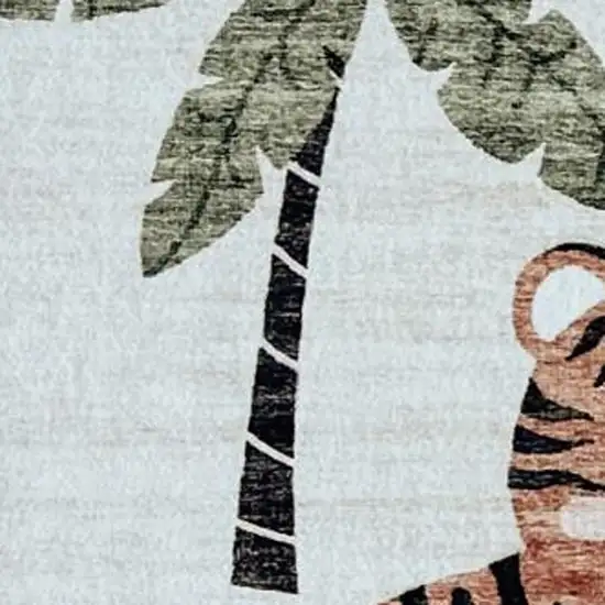 Gray Brown and Green Juvenile Zoo Animals Youthful Area Rug Photo 3