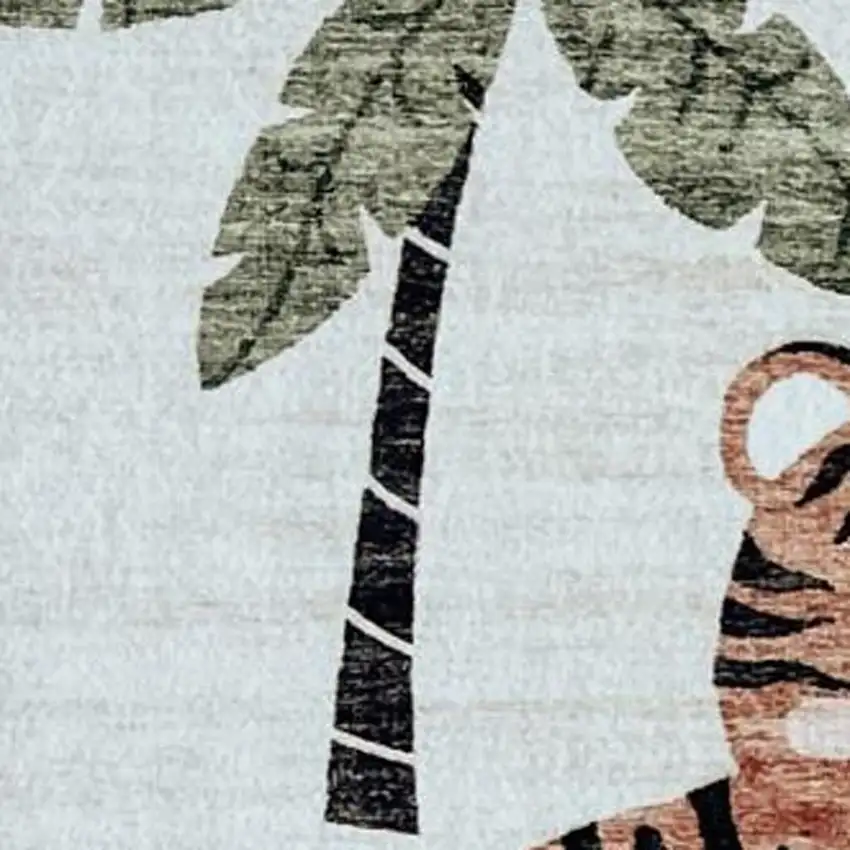 Gray Brown and Green Juvenile Zoo Animals Youthful Area Rug Photo 3