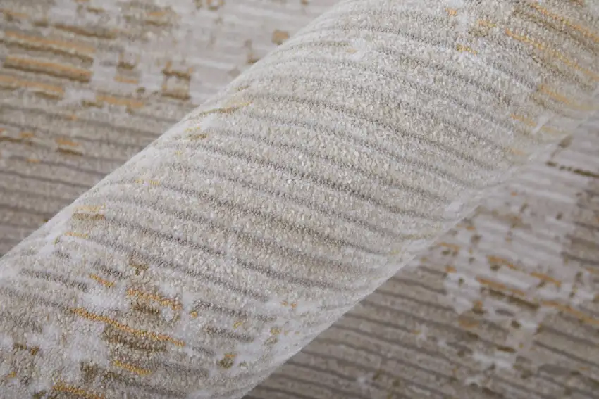 Gray Brown and Ivory Abstract Power Loom Area Rug Photo 8