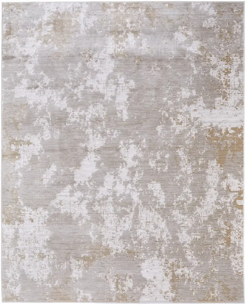 Gray Brown and Ivory Abstract Power Loom Area Rug Photo 4