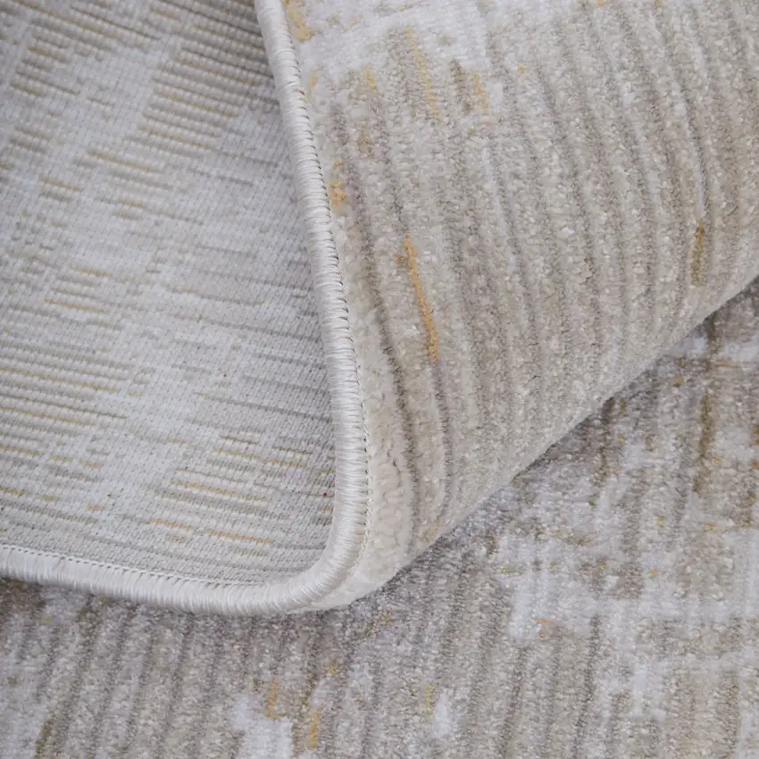 Gray Brown and Ivory Abstract Power Loom Area Rug Photo 9