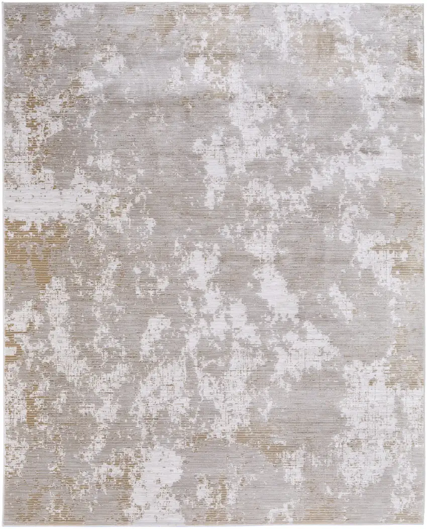 Gray Brown and Ivory Abstract Power Loom Area Rug Photo 5