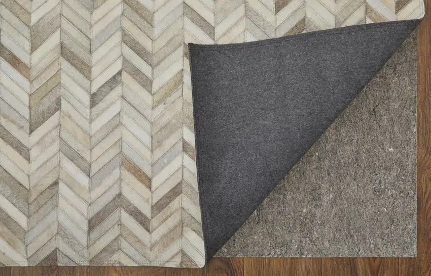 Gray Brown and Ivory Faux Cowhide Animal Print Power Loom Area Rug Photo 9