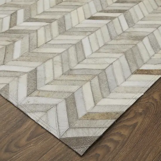 Gray Brown and Ivory Faux Cowhide Animal Print Power Loom Area Rug Photo 8
