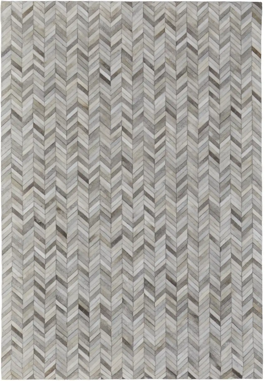 Gray Brown and Ivory Faux Cowhide Animal Print Power Loom Area Rug Photo 2