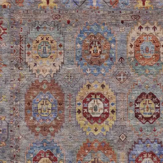 Gray Burgundy And Gold Medallion Washable Indoor Outdoor Area Rug Photo 6