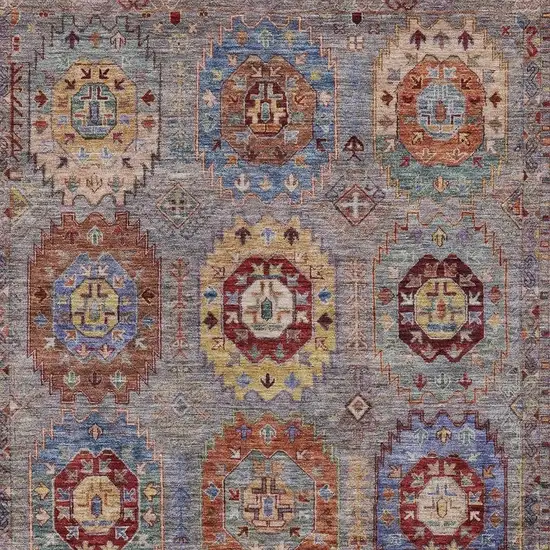 Gray Burgundy And Gold Medallion Washable Indoor Outdoor Area Rug Photo 6