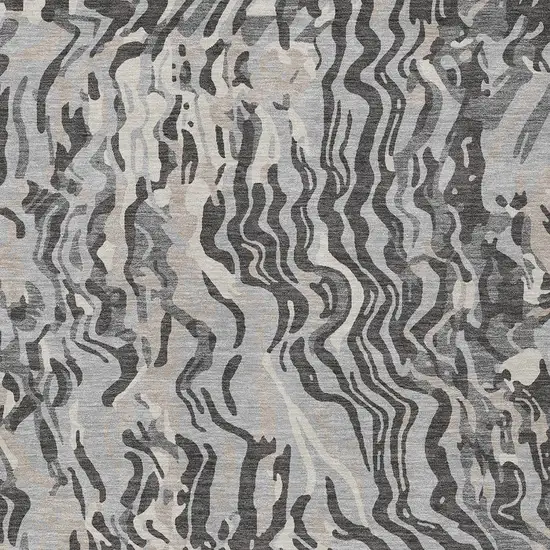 Gray Charcoal And Beige Abstract Washable Indoor Outdoor Area Rug Photo 7